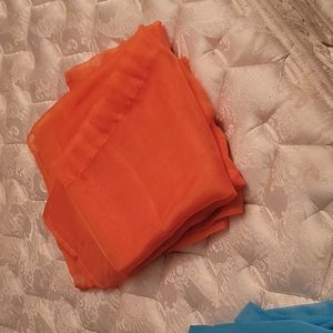 2 84 inch orange sheer curtains